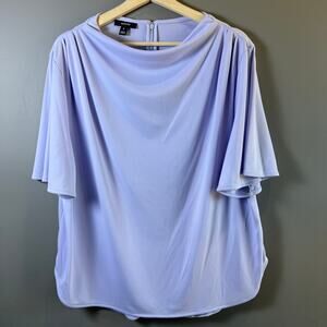 Alfani Purple Drapneck Short Sleeve Top Blouse Size X Large